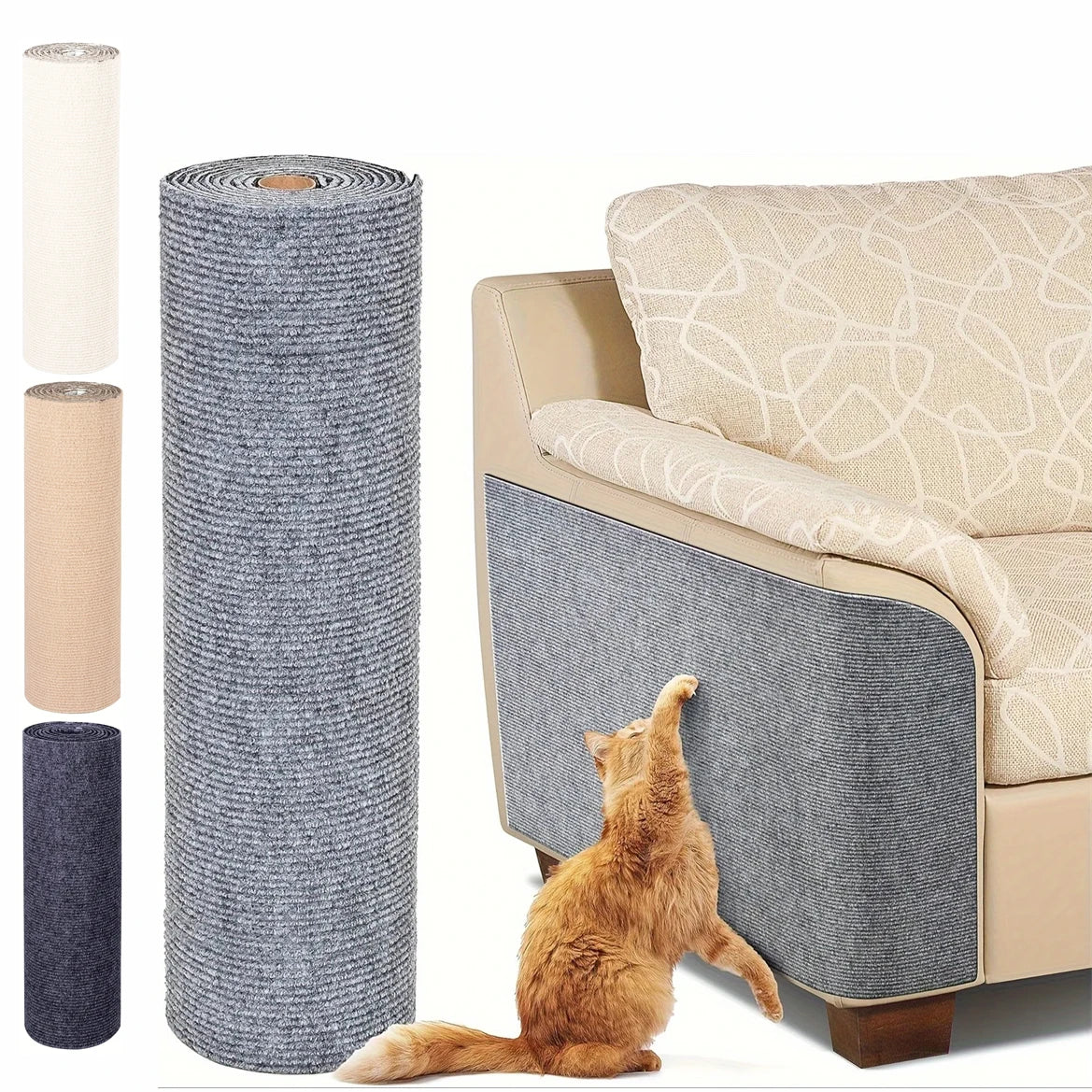 tapis protection chat tissu adhésif moderne gris beige 30x100cm 40x200cmrollable