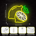 lampe néon citron jaune feuille moderne minimaliste crochet métallique commutateur variable câble usb