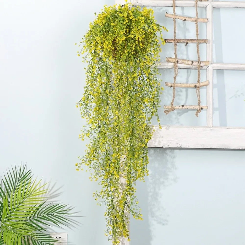 guirlande artificielle vert jaune blanc fleurs simples naturelle rustique intérieur tringle fixée décoration maison