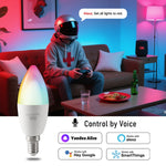 ampoule led intelligente e14 blanc multicolore effet flamme transparent moderne 2700k 6500k wifi alexa