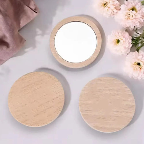 miroir rond bois gravé floral sac toile jute classique portable blanc naturel demoiselles d’honneur