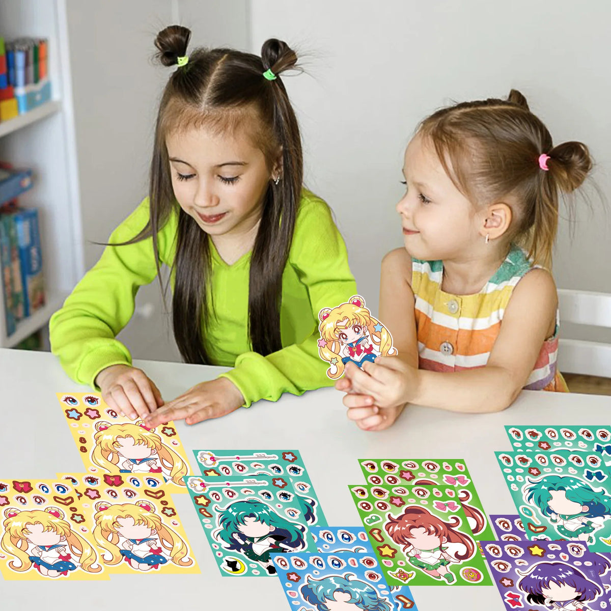 stickers autocollants kawaii dessin animé personnages animés yeux coeurs étoiles motifs floraux waterproof pièces