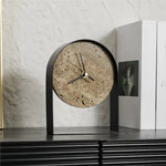 horloge table moderne statue pierre naturelle beige noir doré minimaliste