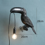 lampe oiseau toucan résine led moderne noir orange jaune blanc éclairage mur applique chambre