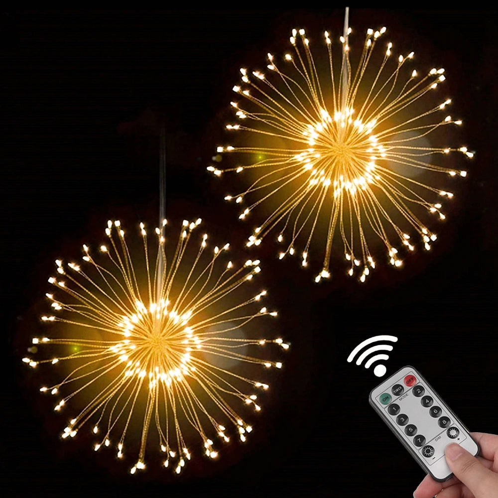 guirlande lumineuse étoiles blanc doré 200 led noël moderne télécommande