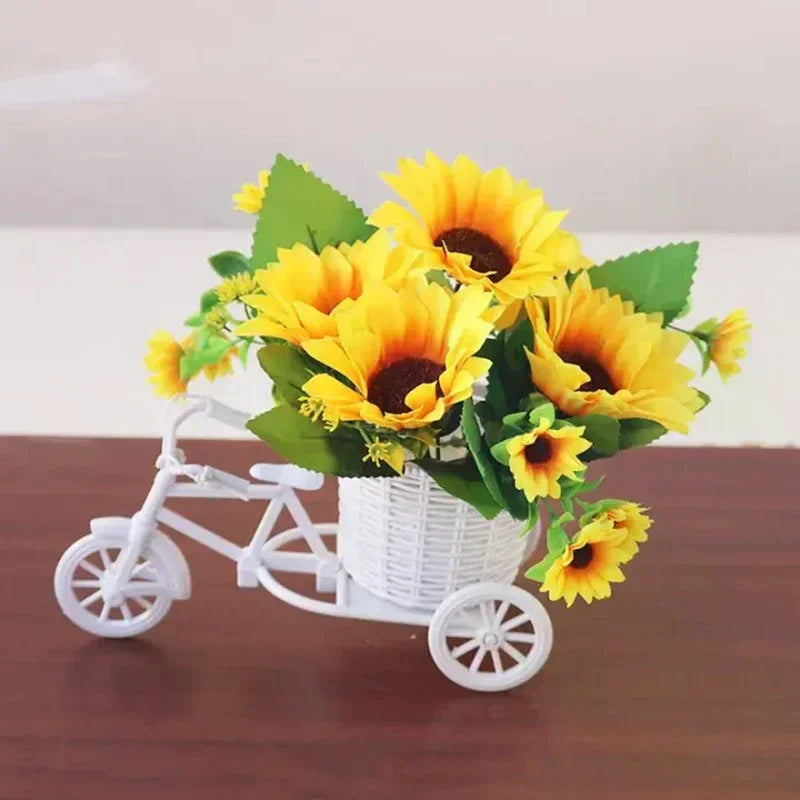 vase fleurs artificielles vélo blanc rotin décoration vintage jardin maison mariage fête romantique
