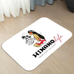 tapis moderne graphique hinano tahiti femme bikini palmiers noir blanc rouge