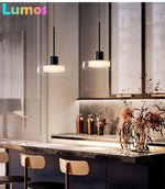 lampe suspendue led moderne noir blanc transparent minimaliste interrupteur bouton acrylique verre chambre salon