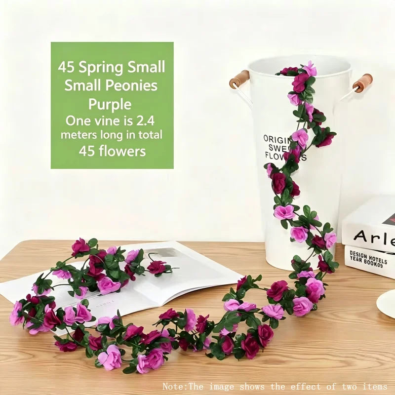 guirlande artificielle roses blanches vertes mariage décoration intérieure diy fleurs feuilles adhésif floral