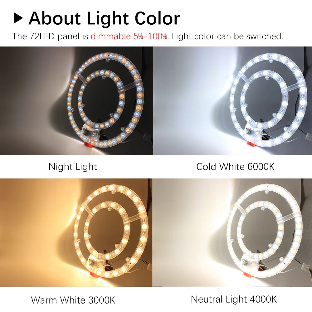 lampe led circulaire blanc moderne énergie économie télécommande 220v 72w