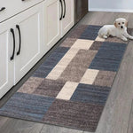 tapis moderne géométrique polyester antidérapant imperméable entrée couloir sol gris beige