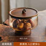 boîte bonbons bois marron moderne double couche rangement fruits noix chocolats assiette collation