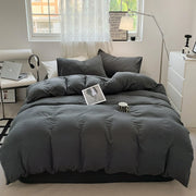 Housse de couette gris foncé brossée - Ensemble literie 3 pièces pour chambre moderne