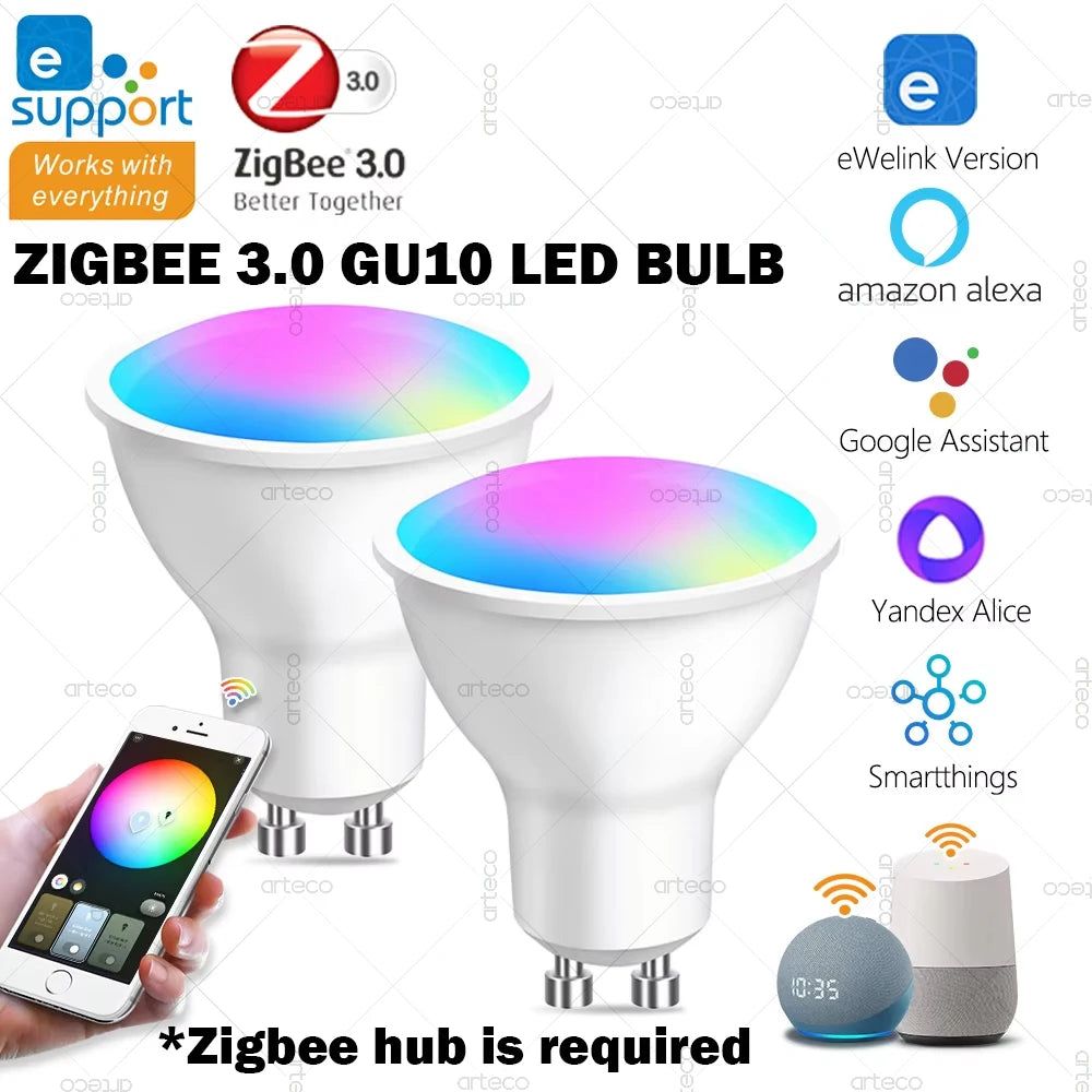 ampoule led gu10 blanc moderne zigbee compatible alexa google yandex weblink