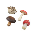 champignons décoratifs résine marron rouge lisses réels jardin decoration pointillés adultes