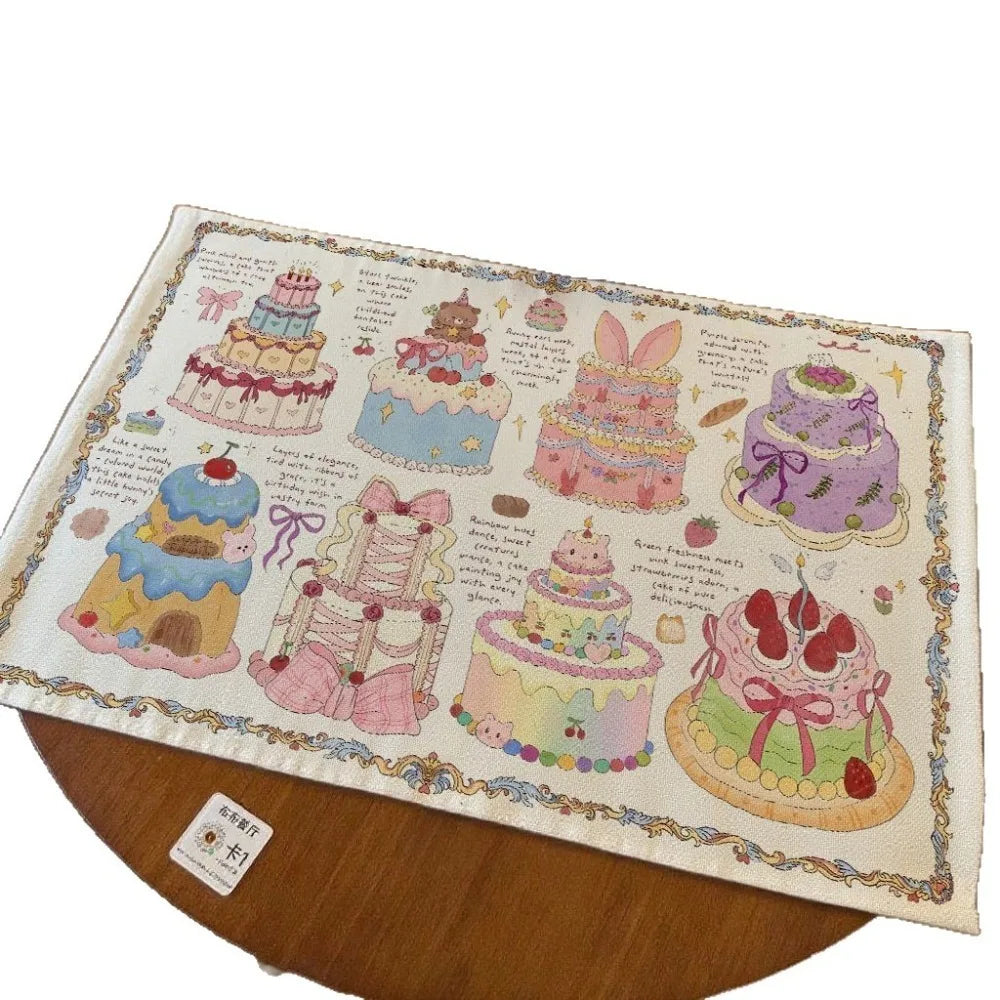 nappes décoratives kawaii fleurs gâteaux multicolores table fêtes extérieur