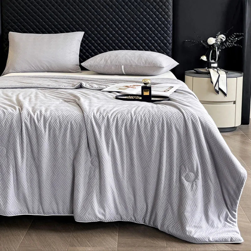 couvre lit été léger 100 bambou imprimé blanc moderne chambre lavable qualitéluxueuse