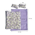 ensemble literie maison poupée motifs floraux couleurs violet rose bleu décoration miniature romantique shabby
