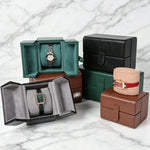 boîtes montres cuir velours classique marron vert noir