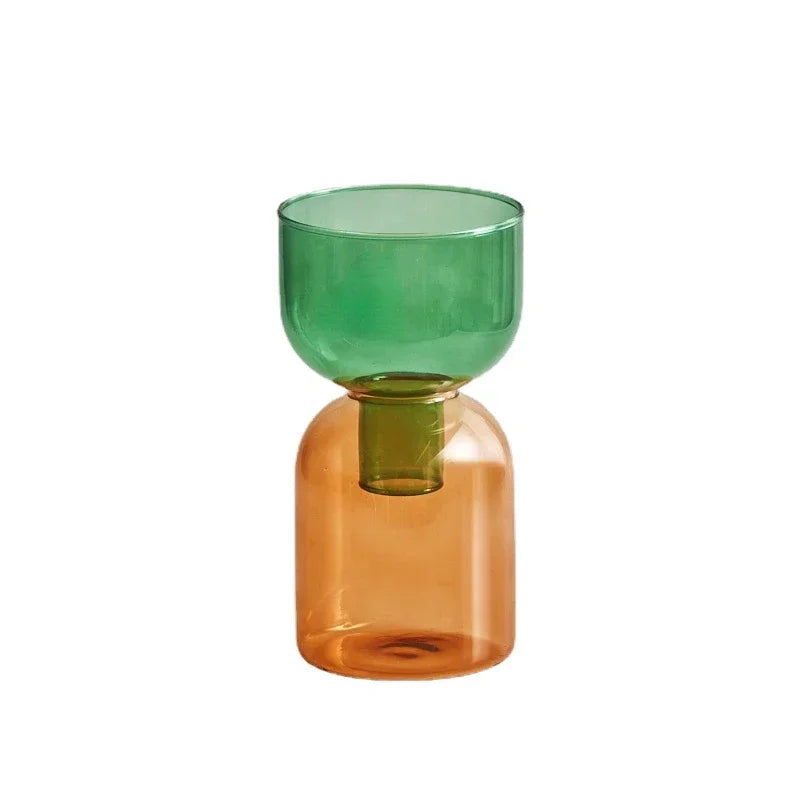 vases modernes transparents vert jaune orange rose bleu violet set deux pièces