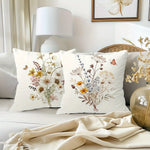 taies d'oreiller imprimées motif floral papillons moderne polyester blanc zip 40x40cm 45x45cm 50x50cm 60x60cm