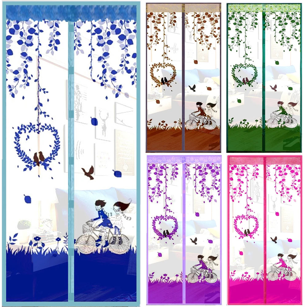 rideau porte anti moustiques motifs animaux clips magnétiques violet vert bleu moderne décoratif