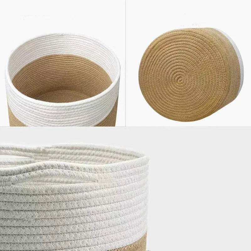 panier tissé coton réutilisable pliable moderne blanc 20cm 25cm 30cm