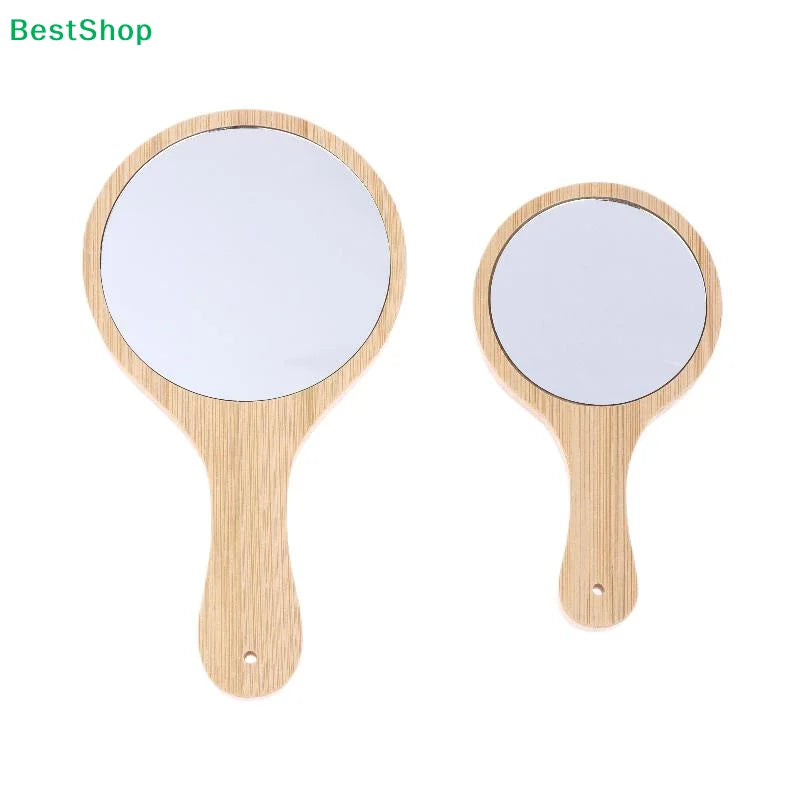 miroir rond bois naturel clair classique poignée main salon chambre