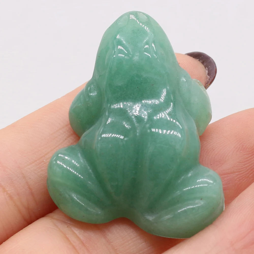 statuette grenouille pierre naturelle jaune rouge rose verte noire aventurine quartz rose ornement maison