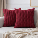 housse coussin carrée velours côtelé vert olive texture tissée garnissage blanc