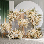 arche decorative boho chic fleurs artificielles blanc beige doré vert