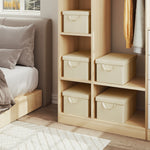 Boîtes de rangement avec couvercle pliables en tissu crème