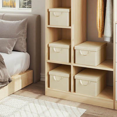 Boîtes de rangement avec couvercle pliables en tissu crème