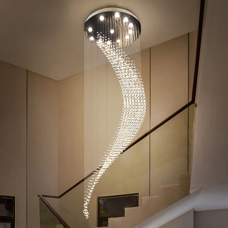 suspension lumineuse moderne cristal transparentes 16 ampoules 100cm 300cm
