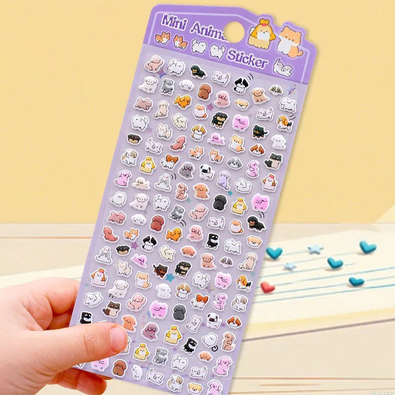 sticker kawaii animal transparent violet rose bleu clair panda lapin chat decoration scrapbooking bricolage