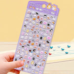 sticker kawaii animal transparent violet rose bleu clair panda lapin chat decoration scrapbooking bricolage