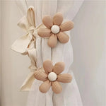 fournitures rideaux tissu fleurs beiges anneaux métalliques cordons coton décorative rustique moderne