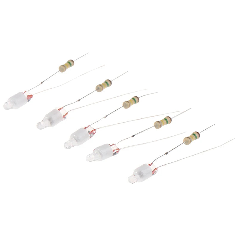 néon glow lampe led ampoule verte résistances marron rouge or électronique composants transparents filés