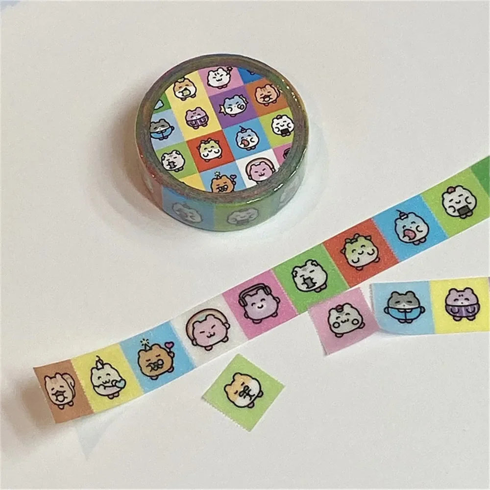 ruban adhésif kawaii dessins animés jaune rose bleu blanc mignon chiens chats personnages