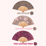 éventail pliant léopard rose beige tissu bambou classique mariage décoration cadeau festive vacances