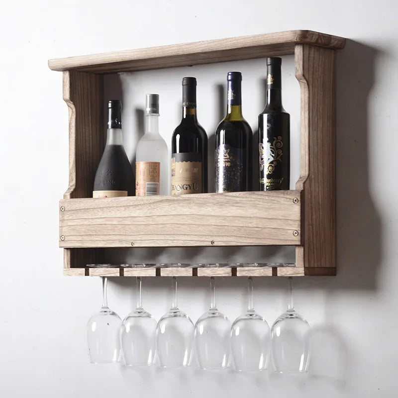 étagère vin bois rustique support verre transparent fixation murale bouteilles verres notice assemblage