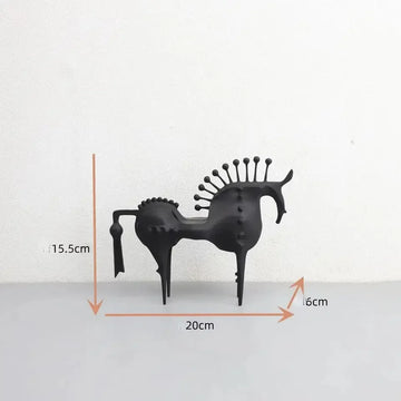 sculptures abstraites chevaux métal noir modernes maison 30cm 20cm texturées points sphères