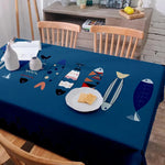 nappe moderne poissons bleu marine table graphique extérieur mariage festives polyester