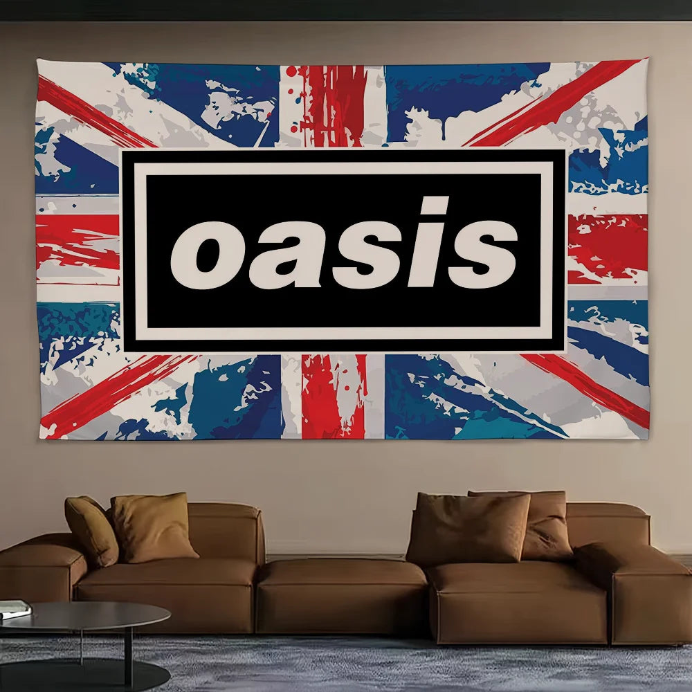 tapisserie moderne drapeau britannique bleu rouge blanche noire murale scénique polyestère sergé machine main