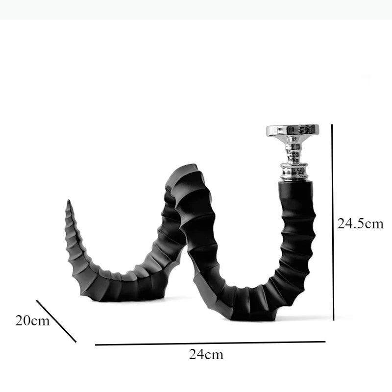 porte chandeliers moderne sculpture corne chèvre noir texturé décoration intérieure ornement original 20cm large