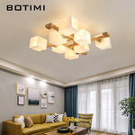 lampe moderne bois verre cubes géométriques blanc doré 10 15 mètres carrés