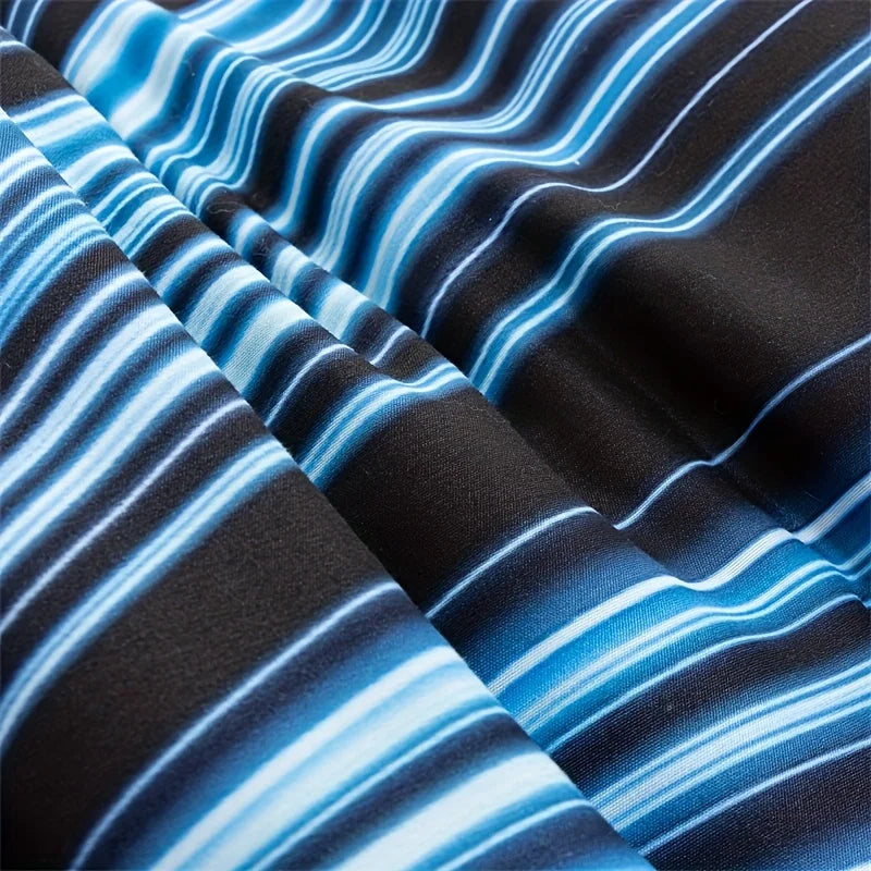 housse couette pièces polyester noir bleu motif vortex moderne taies d'oreiller lit chambre adultes