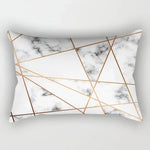 taie d'oreiller rectangulaire rose blanc doré motif géométrique moderne lit chambre décoration maison