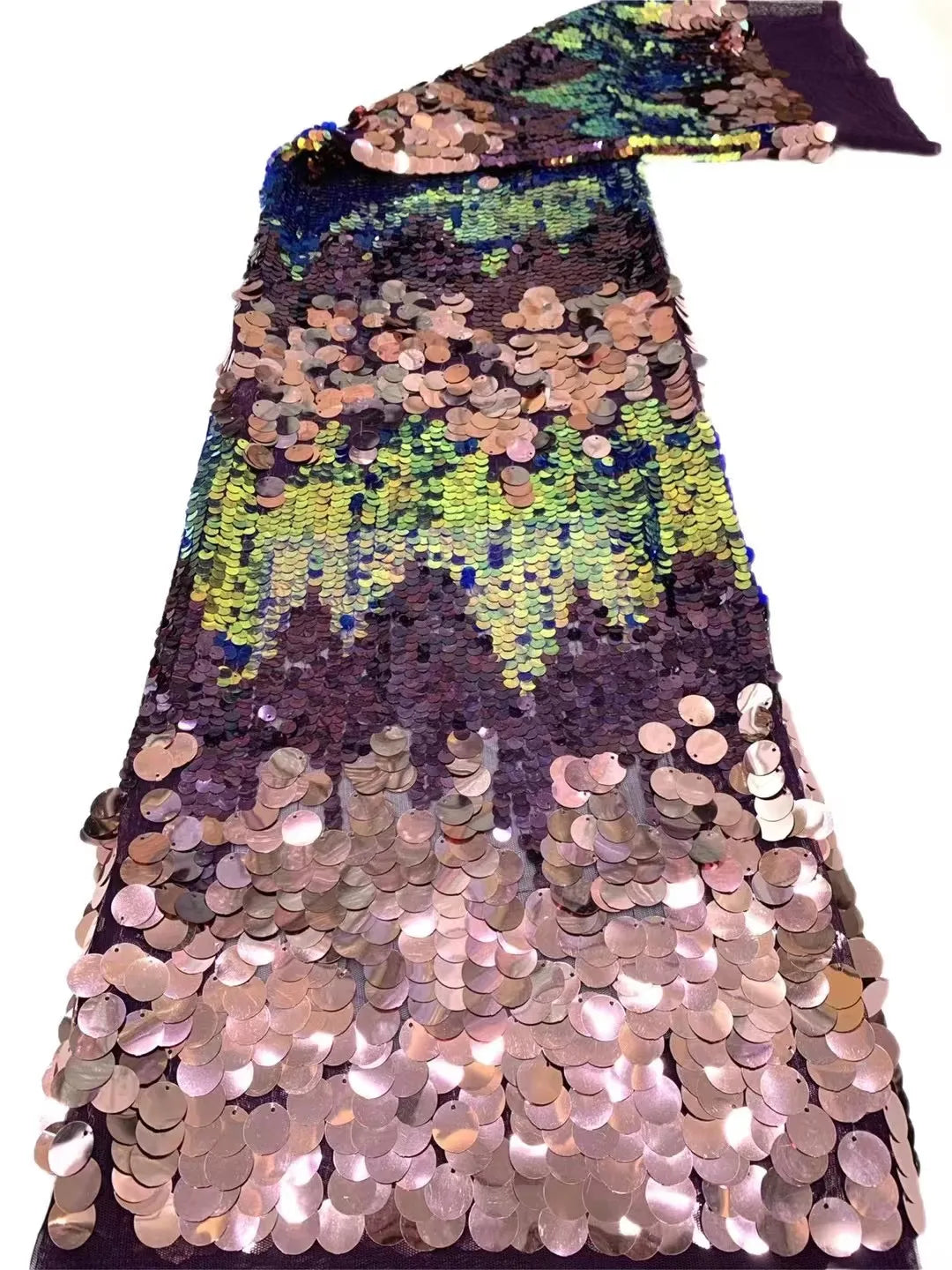 ruban sequins bleu vert argent rose marron motif montagne élégant festif tissu dentelle paillettes