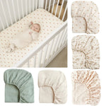 draps lit bébé coton doux imprimés fleurs points rose pâle vert pastel